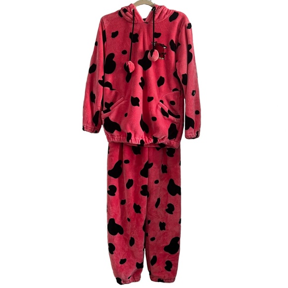 Super Cute Kawaii fleece pink cow pajama lounge set size S/M - Picture 1 of 15